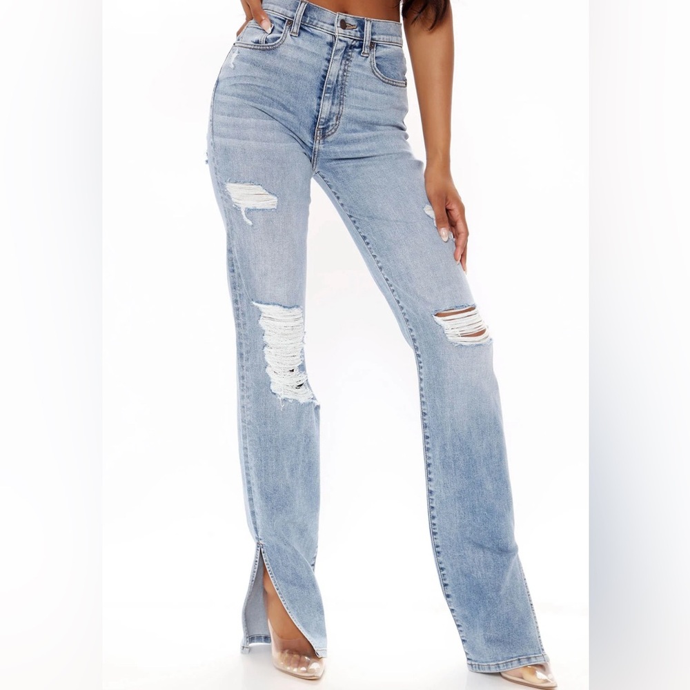 NWT! Fashion Nova Tall Distressed Side Split Jeans